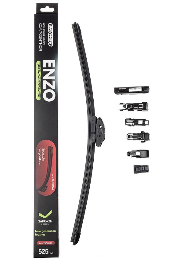 Щетка ст/очист. композит. SKYWAY Enzo 6 адаптеров для 10 типов крепл. в коробке 52.5см/21